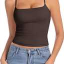 Camisole Tops for Women Sleeveless Adjustable Spaghetti Strap Tank Tops Y2K Basic Shirts (X-Small, Dark Coffee)