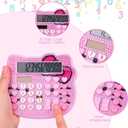 Women Calculators,Desktop Calculator 12 Digit with Large LCD Display and Sensitive Button, Solar and Battery Dual Power, Standard Function for Office, Home, School (Pink+Pink)
