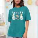 Easter Shirts for Women Cute Easter Bunny Rabbit Graphic Shirt Happy Easter Casual Short Sleeve Tees Tops (Blue, M)