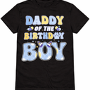 Daddy of The Bday Boy Blue Dog Theme Party Family Matching T-Shirt, Medium