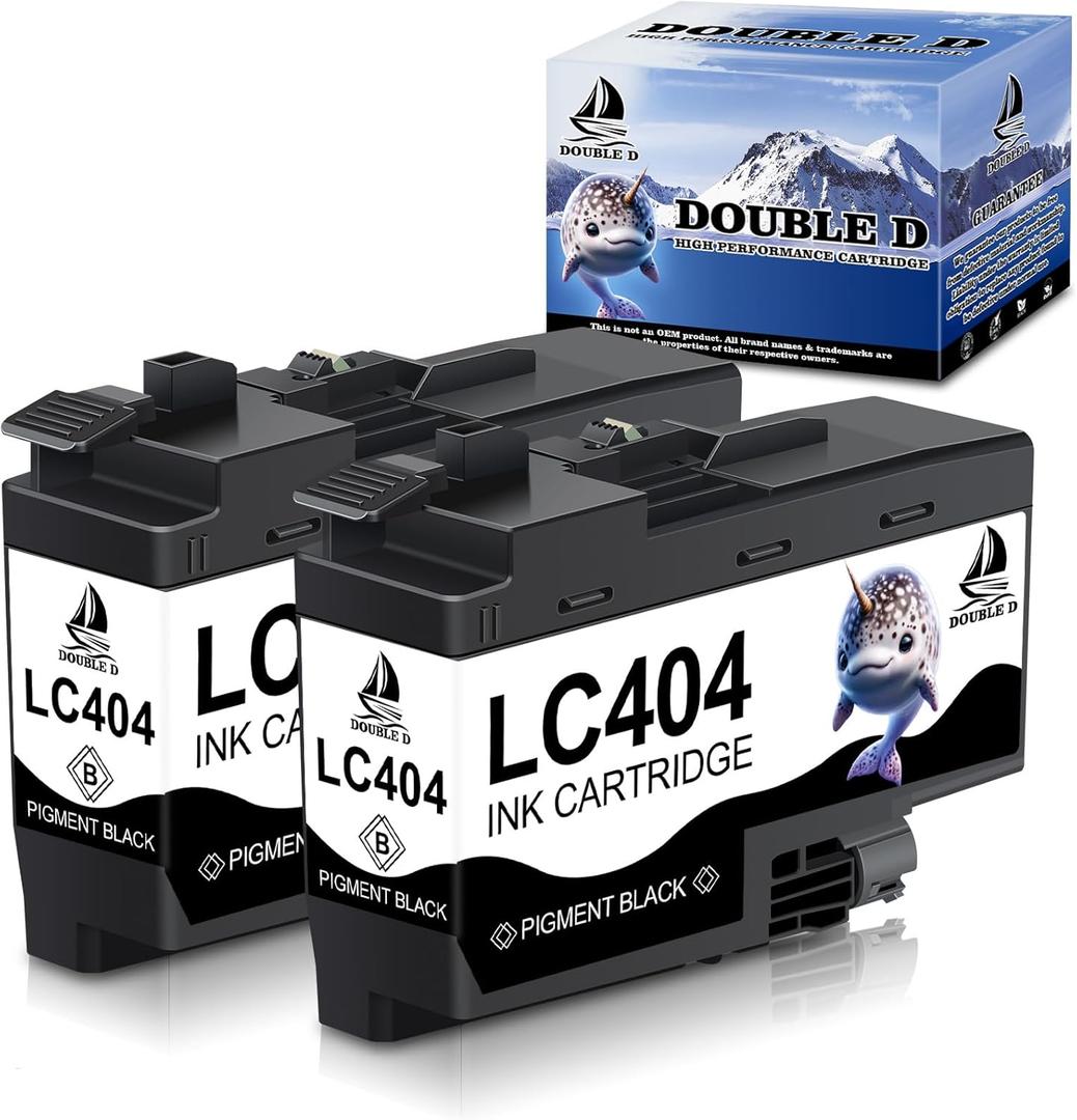 DOUBLE D LC404 Black Compatible Ink Cartridges Replacement for Brother LC404 LC404XL BK Work for Brother MFC-J1205W, MFC-J1205W XL, MFC-J1215W Printer (2BK, 2 Pack)
