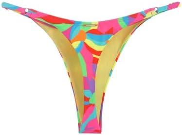 RELLECIGA Women's Adjustable High Cut Thong Bikini Bottom Size L