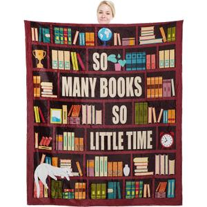 Reading Blanket for Book Lovers Gifts for Reading Lover Women Bookish Presents Soft Fleece Throw Blanket 50"X60"