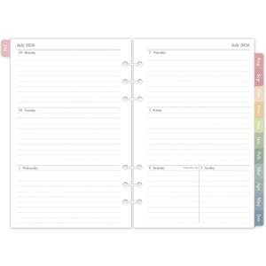 2026-2027 Weekly & Monthly Planner Refill for 6 Holes, A5 Medium Planner Inserts, 5.5"x8.5", July 2026 - June 2027, 12 Monthly Calendars with Colorful Laminated Tabs, 6-Hole Punched