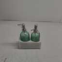 HBlife 2 Pack 16 Oz Glass Soap Dispenser with Stainless Steel Pump, Kitchen Bathroom Refillable Lotion Dispenser (Green)