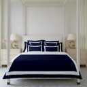 Hotel Luxury 3pc Two Tone Duvet Cover Set-850 Thread Count 100% Organic Cotton Premium Bedding Collection Queen Size 90 x 90 Inches Machine Washable (White & Navy Blue)