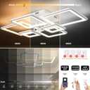 Shine LUEST Modern LED Ceiling Lights for Bedroom Dimmable Modern 6 Ring Square Ceiling Lights for Living Room with Remote Control White Bedroom Ceiling Lamp Fixtures for Kitchen, Bathroom, Balcony