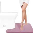 Yimobra Memory Foam Toilet Bath Mat U-Shaped, 24 X 20 Inches,Soft and Comfortable, Super Water Absorption, Non-Slip, Machine Wash and Easier to Dry for Bathroom Commode Contour Rug, Mauve