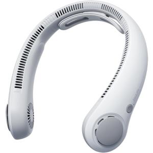 JISULIFE Portable Neck Fan Upgraded, Neckbrace Personal Hands Free, 5 Speed Gears Adjustment, 5000 mAh Wearable Bladeless Quiet Rechargeable for Outdoor Indoor, Gifts for Women Men- Foggy Grey