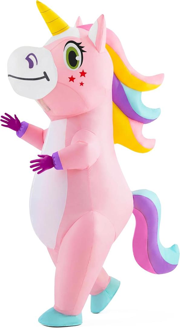 Spooktacular Creations Halloween Inflatable Costume, Full Body Unicorn Blow Up Costume for Adult Holiday Themed Cosplay Party (Pink)