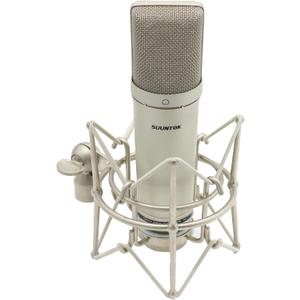 SUUNTOK XLR Microphone, Professional Condenser Microphone with 34mm Large Diaphragm, Cardioid Studio Recording Mic Computer Gaming PC TM87KB Mic Kit for Singing, Podcasting, YouTube (Silver) (Champagne)