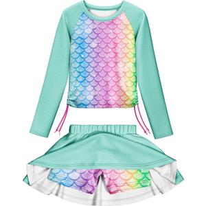 LQSZ Girls Rash Guard Swimsuit Long Sleeve Bathing Suit 2 Pieces with Shorts Swimwear for 3-12Y (4-5T)