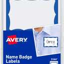 Avery Customizable Name Tags, 2-1/3" x 3-3/8", White with Blue Border, 100 Removable Name Badges (05144)