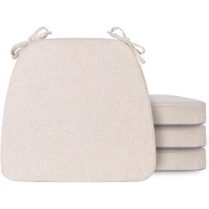 Chair Cushions for Dining Chairs Set of 4, Non-Slip Kitchen Chair Pads with Ties, Chair Seat Cushions for Indoor Wooden, Metal, Folding Kitchen Chair, 17"x16"x2" Beige