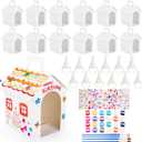 Elcoho 12 Sets Dog Party Boxes Adopt A Puppy Party Favors Dog House Shaped Treat Gift Boxes with Handle Birthday Hat Stickers Painting Tools for Puppy Pet Themed Supplies