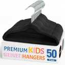 Smartor Premium 11 Inch Baby Hangers 50 Pack, Black Kids Velvet Hanger, Non Slip, Space Saving Felt Hangers Clothes Organizers for Closet with 360 Swivel Hook for Children, Infant & Toddler