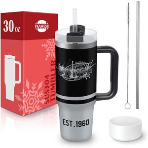 Las Vegas 30 oz Tumbler with Handle and Straw,Car cup,Coffee Mug,100% Leakproof Insulated Tumbler with Lid and Straw,Made of Stainless Steel,Cup Holder Friendly Base,Classic Collection Gifts for Fans