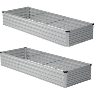 10x2x1ft(2 Pack) Galvanized Raised Garden Bed, Outdoor Planter Boxes Metal Patio Kit Planting Bed for Vegetables Flowers, Silver