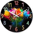 14 Inch Round Decorative Wall Clocks for Living Room Decor Flower Clock Battery Operated Silent Clock for Wall