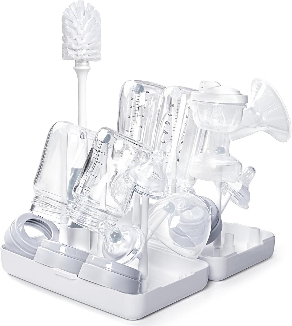 Termichy Travel Baby Bottle Drying Rack, Compact Size with Large Capacity for Working Mom, Visit Families, Friends or Camping with Baby Gary (On the Go)