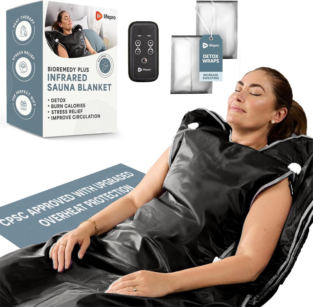 LifePro BioRemedy Infrared Sauna Blanket for Home Relaxation Detox, 76” L × 36” W
