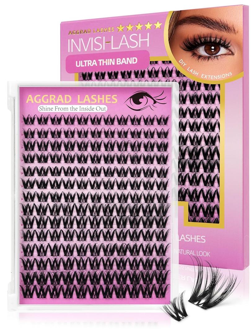 Flora Lash Clusters Kit Short 814mm Wispy Eyelashes Cluster Extension Kit D Curl Individual DIY False Lash Extension Spiky Cat Eye Lashes Fake Eyelashes Clusters with 0.03mm Ultra Thin Wide Band