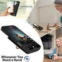 LAMEEKU Compatible with iPhone 16 Wallet Case with Card Holder, 360Rotation Ring Kickstand, RFID Blocking Leather Protective Case for iPhone 16 6.1'' Black