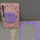 Case for Samsung Galaxy Tab S10 Lite / S10 FE / S9 FE 10.9 Inch, Samsung Tab S9 11 Inch, Rugged Galaxy S10 Tablet Case with Pen Holder 360 Rotating Stand Shoulder Strap Screen Protector, Purple