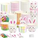 WorldBazaar Easter Snack Cups for Kids Paper Bowls Ice Cream 24 Sets Disposable Easter Party Supplies Treat Food Container Holiday Decorations Bunny