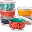 DOWAN Dipping Bowls with Lids, Ceramic Condiment Sauce Cups, 4 oz Dipping Sauce Bowls/Dishes for Charcuterie, Condiment, Tomato Sauce, Soy, BBQ and other Party Supplies, Kitchen Decor, Set of 6 (Vibrant Colors)