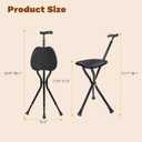 UNLICON-Brown Folding Cane Stool with Seat Lightweight Adjustable Walking Cane for Seniors, Ergonomic Design, 330 lbs Capacity, Portable and Convenient Cane Chair with Anti-Slip Feet