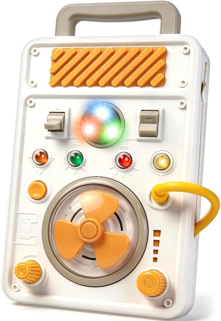 Montessori Toy Busy Board for 1 Year Old, Airplane Essential Travel Toys Roadtrip Activities for Toddler Boy Toy Educational LED Light Switch Learning Activity Sensory Board for Toddler 1-3 Girl Gift, 7.9 x 4.7 x 1.2 inches