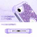 LONTECT for iPhone 16e Case Glitter Sparkly Bling 3 in 1 Shockproof Heavy Duty Hybrid Sturdy High Impact Protective Cover Case for Apple iPhone 16e 6.1 inch 2025,Purple