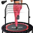 Kanchimi 40" Folding Mini Fitness Indoor Exercise Workout Rebounder Trampoline with Handle, Max Load 330lbs(Black) 