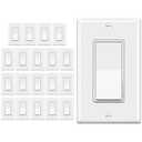 ELECTECK 20 Pack - Single Pole Decorator Light Switch,15A 120/277V, Rocker Wall Switch with Wallplate, ON/Off Paddle Interrupter, UL Certified, White