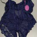 Avidlove Lingerie for Women Lace Bodysuit V Neck Body Suits One Piece Floral Teddy Lingeries Sexy Mesh Top Wireless Babydoll (Medium, Navy Blue)