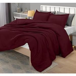 Utopia Bedding Queen Size Comforter Set with 2 Pillow Shams, Bedding Comforter Sets, Down Alternative Burgundy/ Red Comforters, Soft and Comfortable, Machine Washable