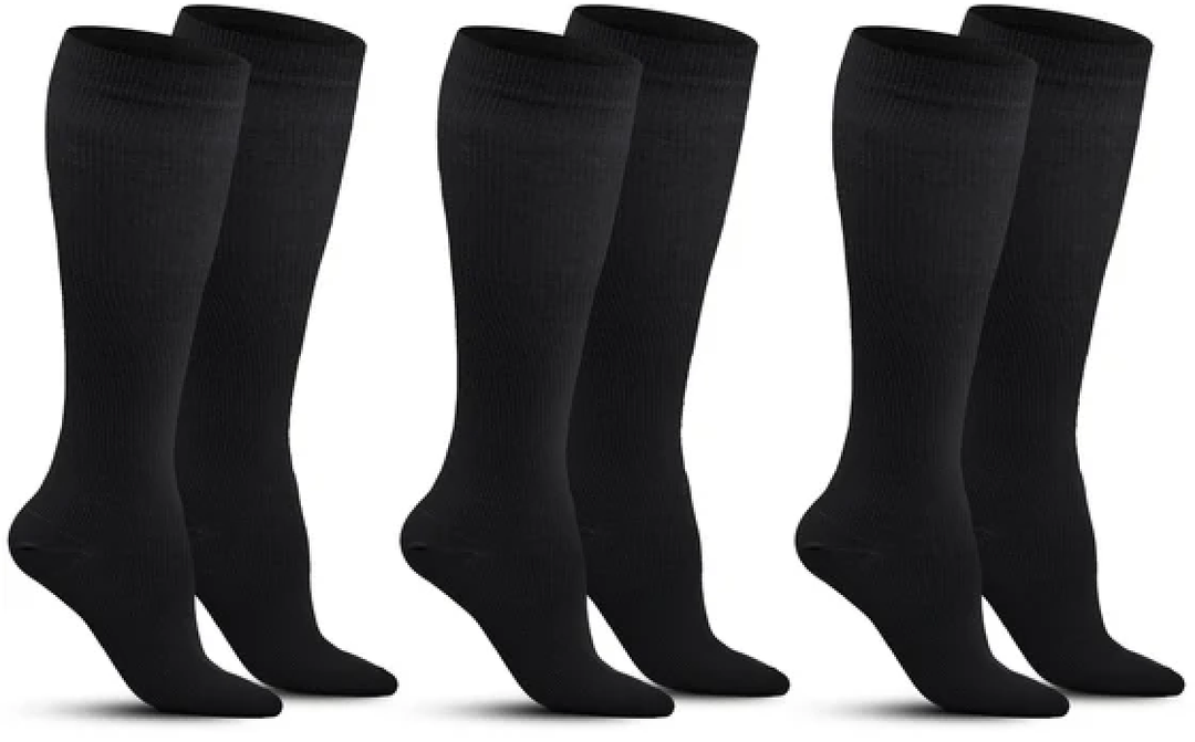 Pembrook Cotton Light Compression Socks for Men  3 Pairs | 815 mmHg Men Compression Socks, Knee High Comfort and Fatigue Relief | Black