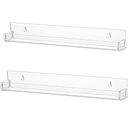 LikeU Nail Polish Rack Wall Mounted Shelf 2 Pack,Clear Acrylic Nail Polish Holder Organizer with Removable Anti-Slip End Inserts,2 Tiers Floating Polish Organizer Display 30 Bottles
