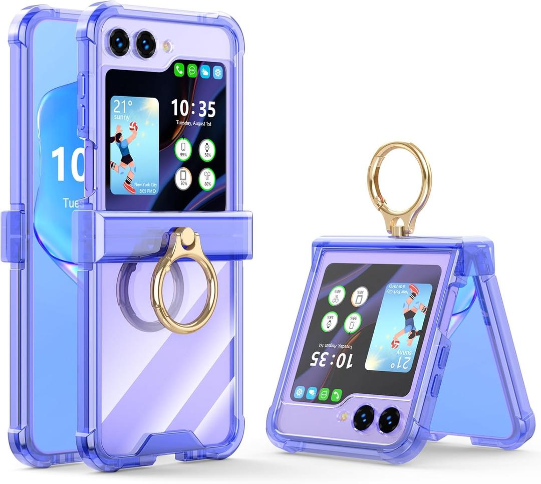 DAKORIE Case for Samsung Galaxy Z Flip 6 Case with Ring Shockproof Kickstand Hinge Protection Phone Cover for Samsung Galaxy Z Flip 6 5G(Crystal Purple)