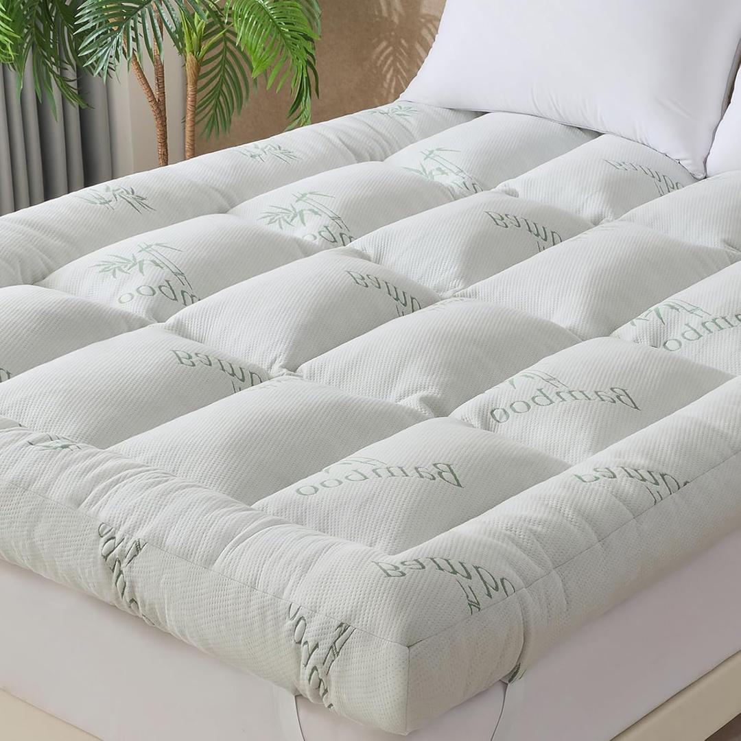 WhatsBedding 5 Inch Memory Foam Mattress Topper Full Size for Back Pain Relief, with Cooling Breathable Bamboo Viscose Air Layer, Soft Pillow Top Mattress Topper, 75x54x5in