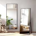 NicBex Full Length Mirror with Stand, 56"x19" Aluminum Alloy Frame Floor Mirror, Black, Shatter-Proof Glass - Free Standing, Leaning Against Wall or Wall-Mounted, for Bedroom Living Room Dressing Room