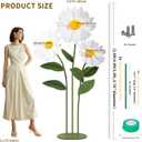 Mverse Giant Standing Flowers with Heavy Duty Base, 5-7ft Life Size Artificial Paper Dasiy Decorations for Wedding Backdrop, Nursery Wall Decor & Luxury Party Photo Booth Props (White)
