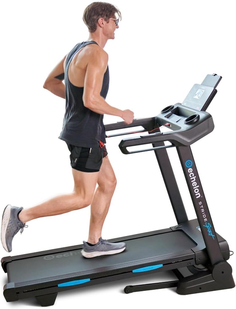 Echelon Stride Sport 30 Treadmill | 5 LCD Display, 10 MPH Max Speed, 12 Incline Levels, Impact-Absorbing Deck, Pulse Heart Rate Sensors, 15 Pre-Programmed Workouts, Foldable Home Gym