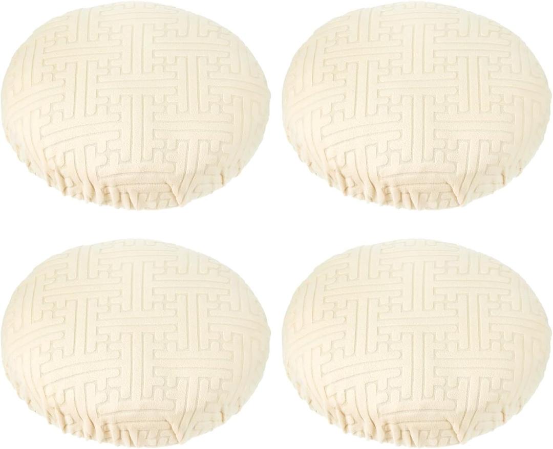 PATIKIL Stool Covers Round, 4 Pcs Elastic Bar Stool Covers Washable Stool Cushion Slipcover Stretchy Bar Chair Seat Cover for 11-14 Inch Chairs, Beige