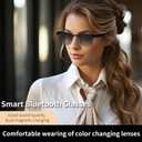 Piluyaa Smart Glasses Bluetooth Audio Sunglasses for Men Women with Dual Stereo Speakers, Open Ear Music &HD Calling, Touch &Voice Assistant, UV ProtectionSilver