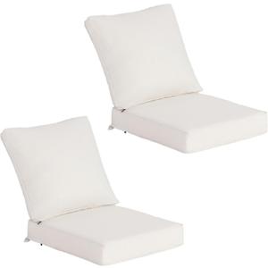 COZYVIDA Outdoor Deep Seat Cushion Set of 2,23.5" x 25"x5.1" Patio Cushions Resilient Foam Filling, Water-Resistant Stain-Resistant UV-Resistant 1000+ Hrs, Weather Resistant,YKK Zippers,Almond, 23.5"x25"x5.1" 2sets