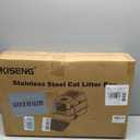 Stainless Steel Litter Box with Lid, High Sided Enclosed Metal Litter Box for Big Cats, Easy Cleaning Anti-Urine Leakage, Non-Sticky Cat Box, Front Entry Top Exit KittyBox, Includes Mat & Scoop