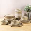 AmorArc Ceramic Dinnerware Sets, Handmade Reactive Glaze Stoneware Plates and Bowls Sets,Highly Chip and Crack Resistant | Dishwasher & Microwave Safe Dishes Set, Service for 8 (24pc),  Cappuccino, Service for 8