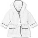 MONICA + ANDY Bathrobe, Terry Hooded Bathrobe, 100% Organic Clothes for Girls & Boys, Sizes For Kids, Toddler & Infant (12-18 Months, White + Grey)